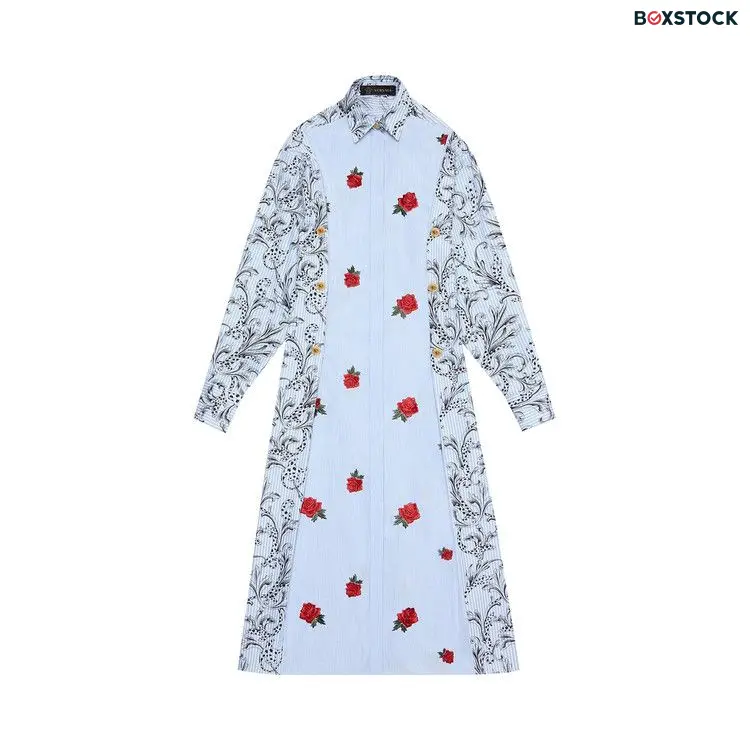 Versace Long-Sleeve Collared Dress 'Blue' Spring/Summer 2024