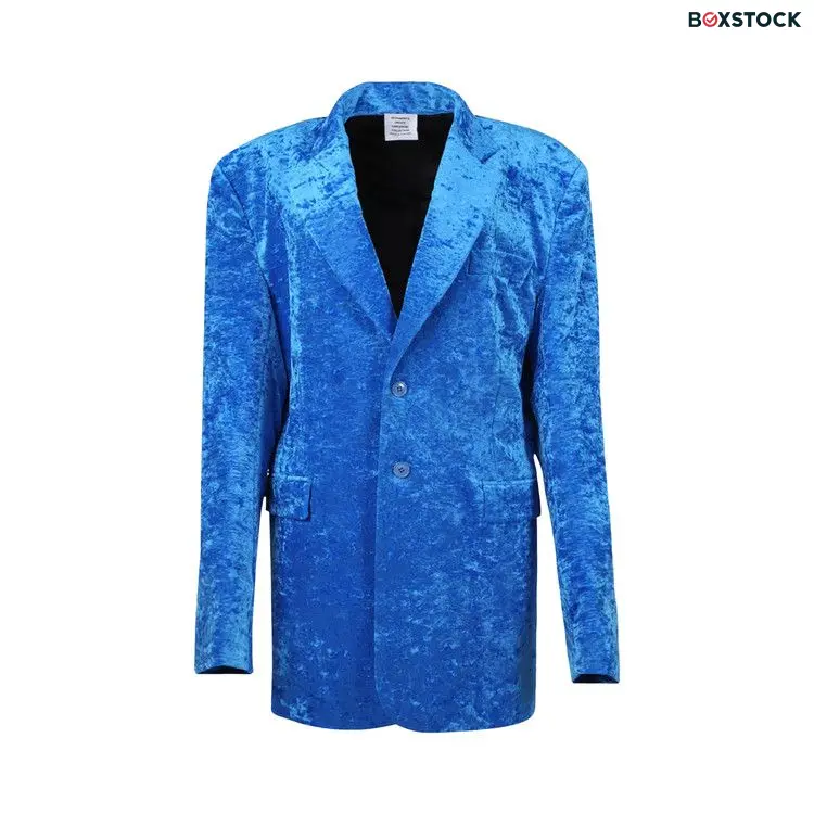 Vetements Boxy Single Breasted Velvet Tailored Jacket 'Blue' Fall/Winter 2022