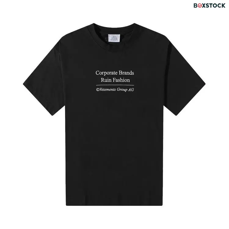 Vetements Corporate Brands Ruin Fashion T-Shirt 'Black' Fall/Winter 2023