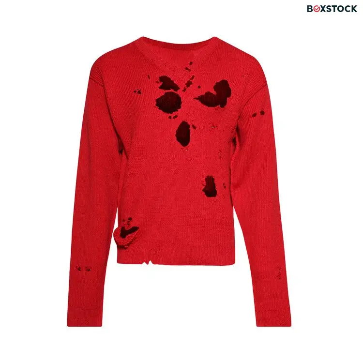Vetements Destroyed Sweater 'Red' Fall/Winter 2024