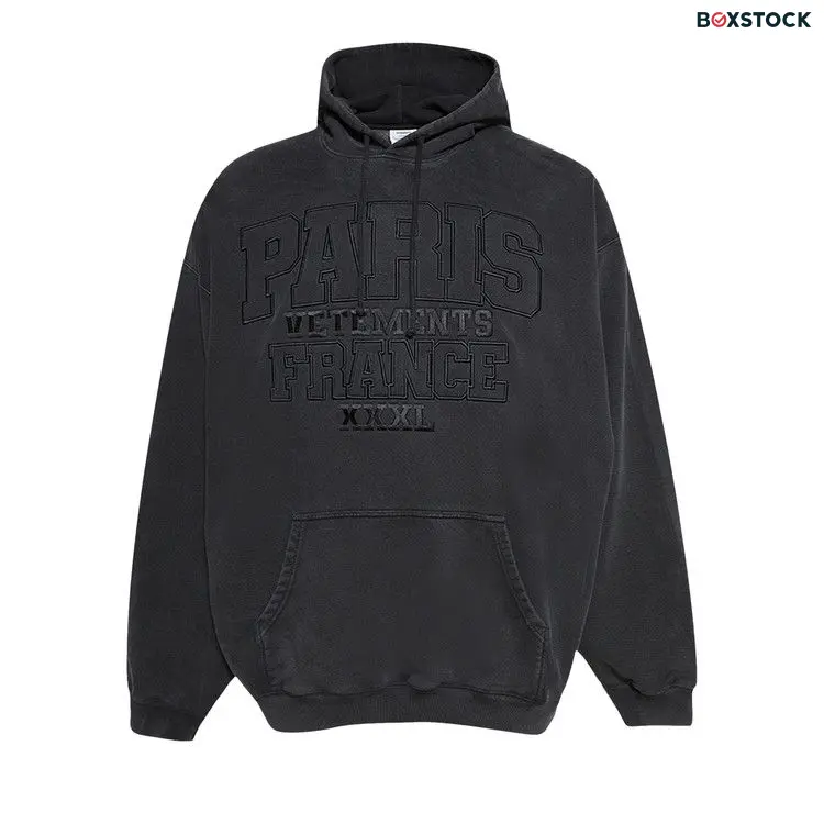 Vetements Paris XXXL Hoodie 'Washed Black' Fall/Winter 2024