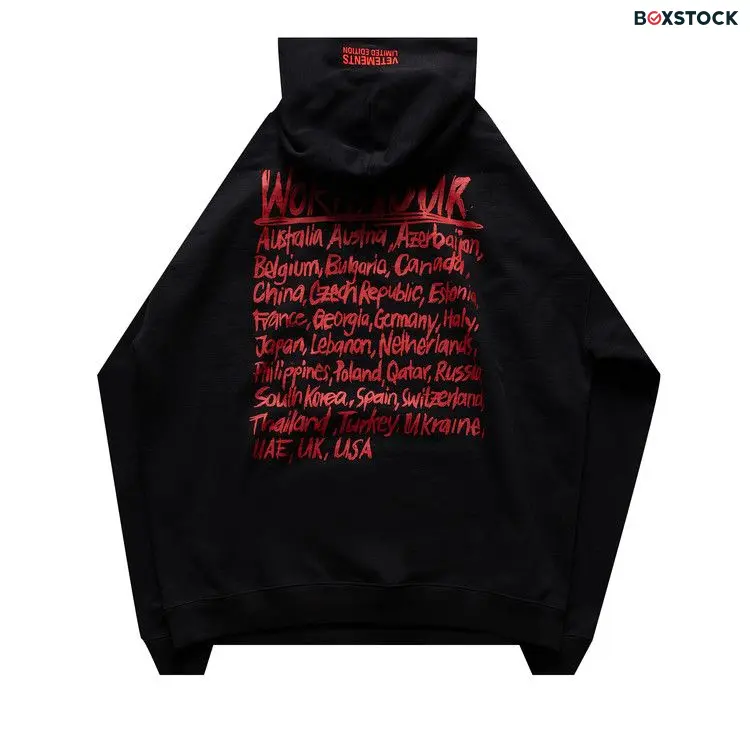 Vetements World Tour Logo Hoodie 'Black/Red' Fall/Winter 2021