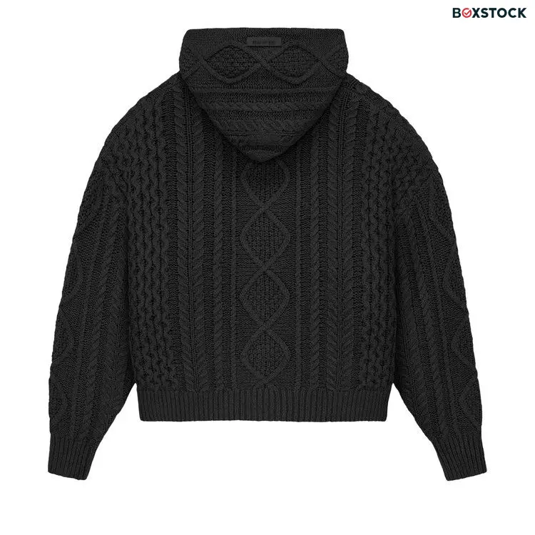 Fear of God Essentials Cable Knit Hoodie 'Jet Black'
