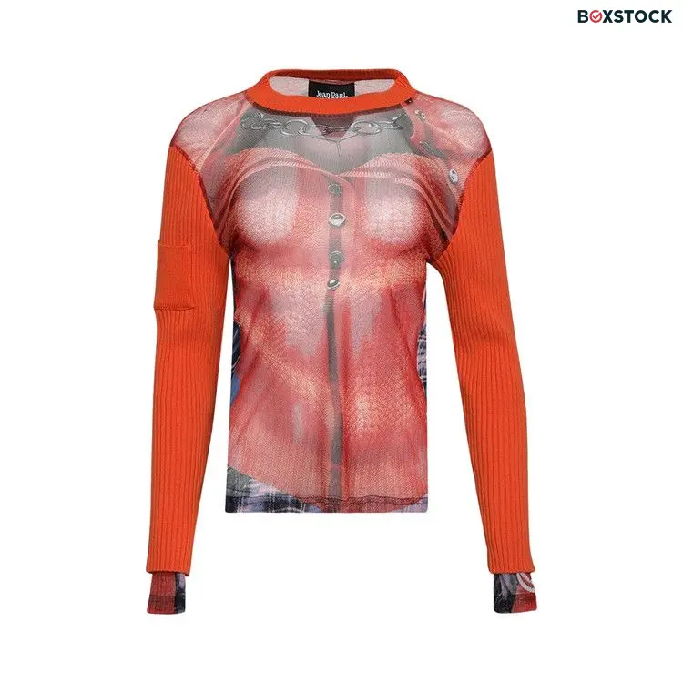 Y/Project Trompe L'Oeil Ruffle Cardigan Top 'Burnt Orange' Spring/Summer 2023