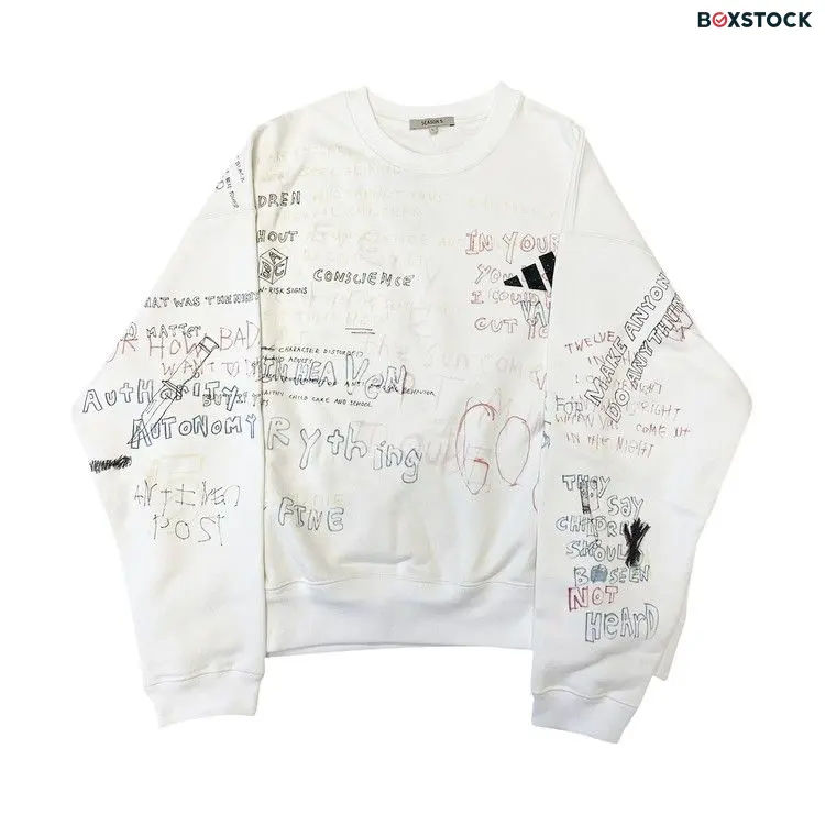 Yeezy Season 5 Handwriting Sweatshirt 'Arctic' White Fall/Winter 2017