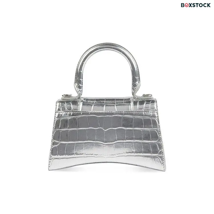 Balenciaga Crocodile Embossed XS Hourglass Handbag In Silver Spring/Summer 2021