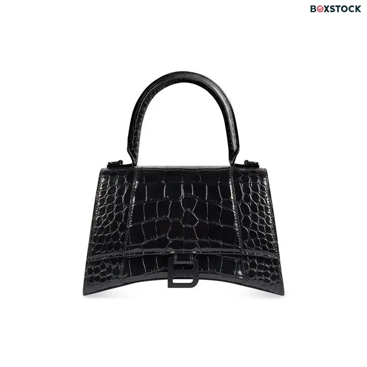 Balenciaga Hourglass Small Croc Embossed Top Handle Bag 'Black' 5935461LR6-71000