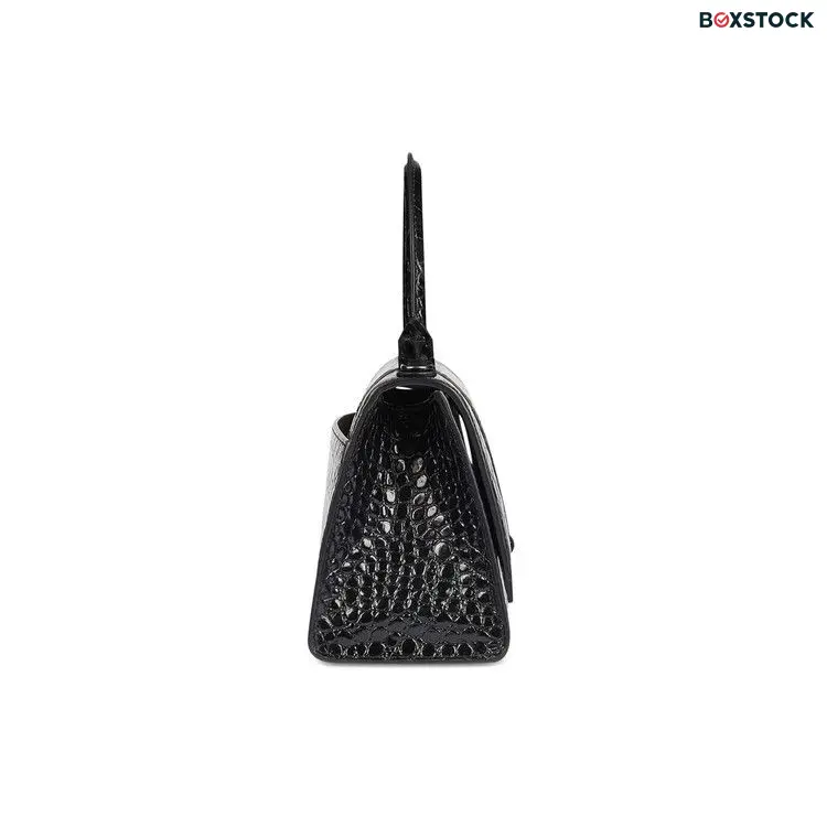Balenciaga Hourglass Small Croc Embossed Top Handle Bag 'Black' 5935461LR6-71000