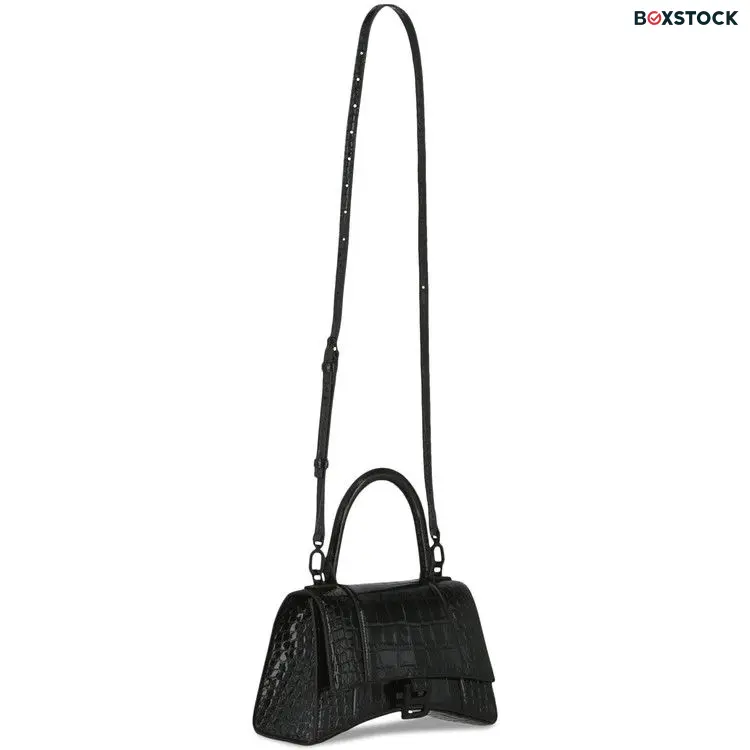 Balenciaga Hourglass Small Croc Embossed Top Handle Bag 'Black' 5935461LR6-71000