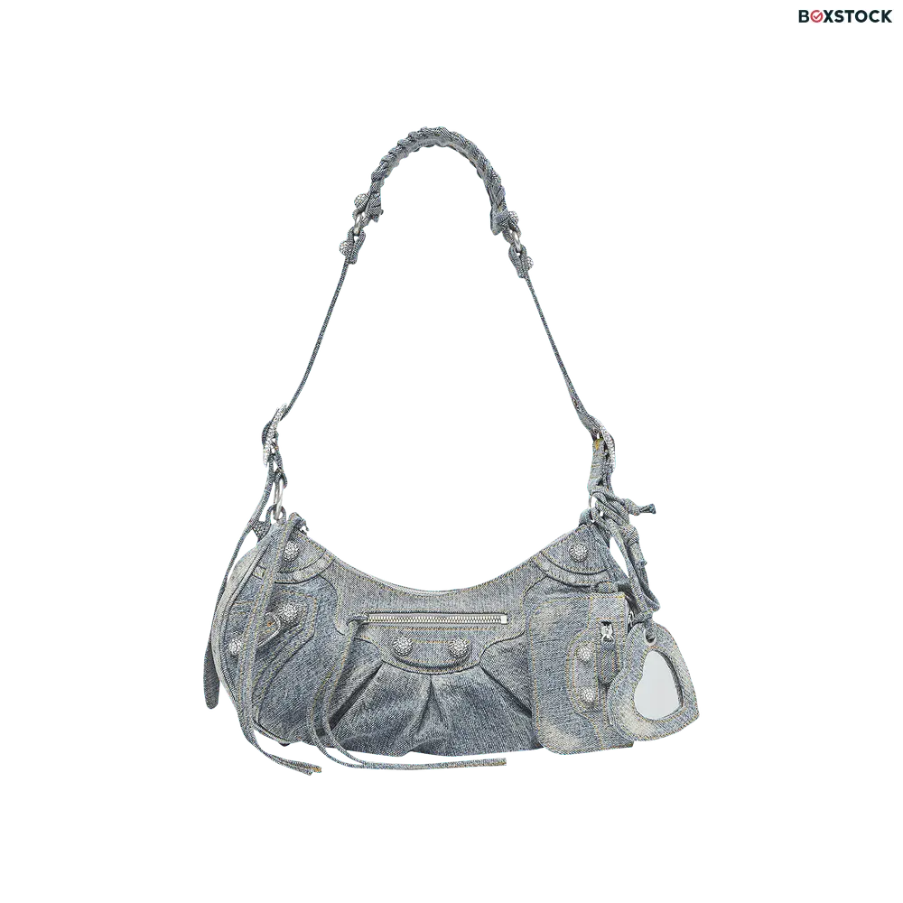 Balenciaga Le Cagole Small Shoulder Bag Denim with Rhinestones Blue Spring/Summer 2022