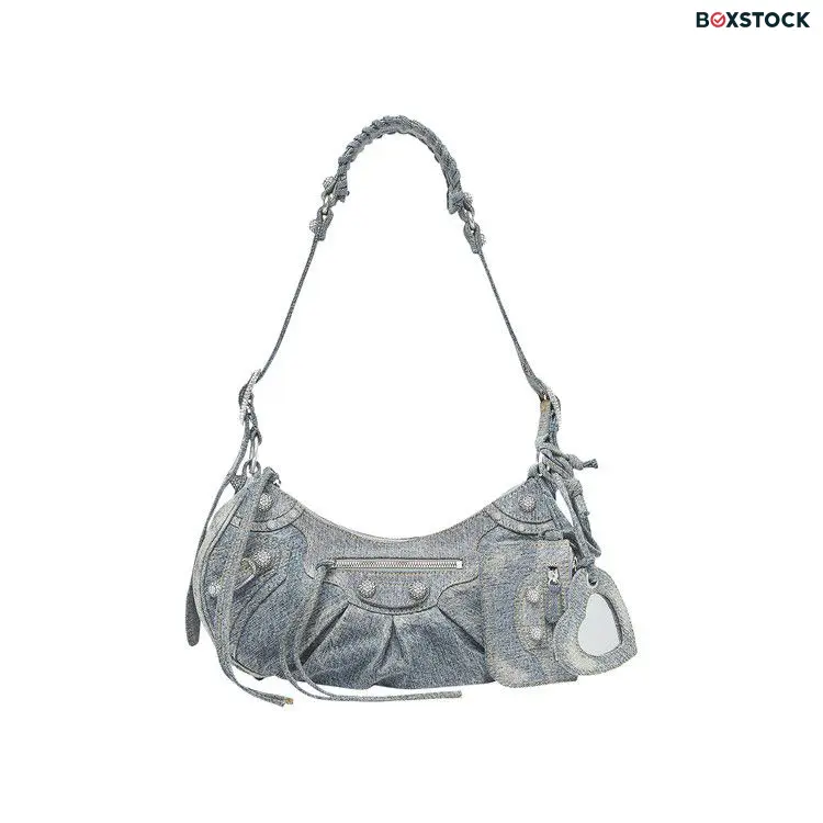 Balenciaga Le Cagole Small Shoulder Bag Denim with Rhinestones Blue Spring/Summer 2022