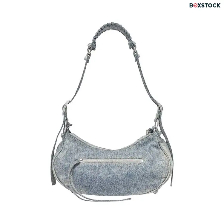 Balenciaga Le Cagole Small Shoulder Bag Denim with Rhinestones Blue Spring/Summer 2022