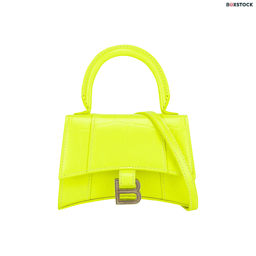 Balenciaga Mini Hourglass Strap Bag 'Fluorescent Yellow' Fall/Winter 2021