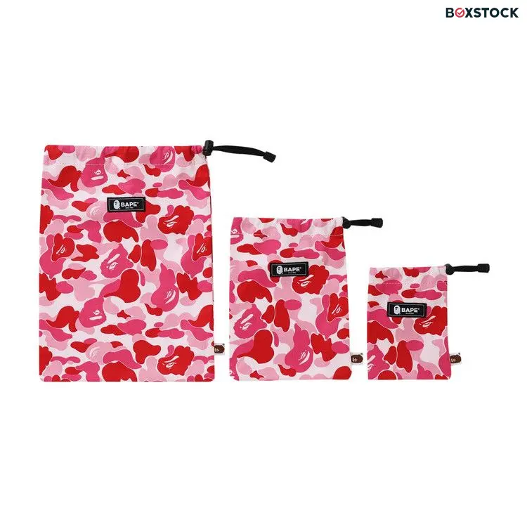 BAPE ABC Pouch 3 Piece Set 'Pink' Fall/Winter 2021