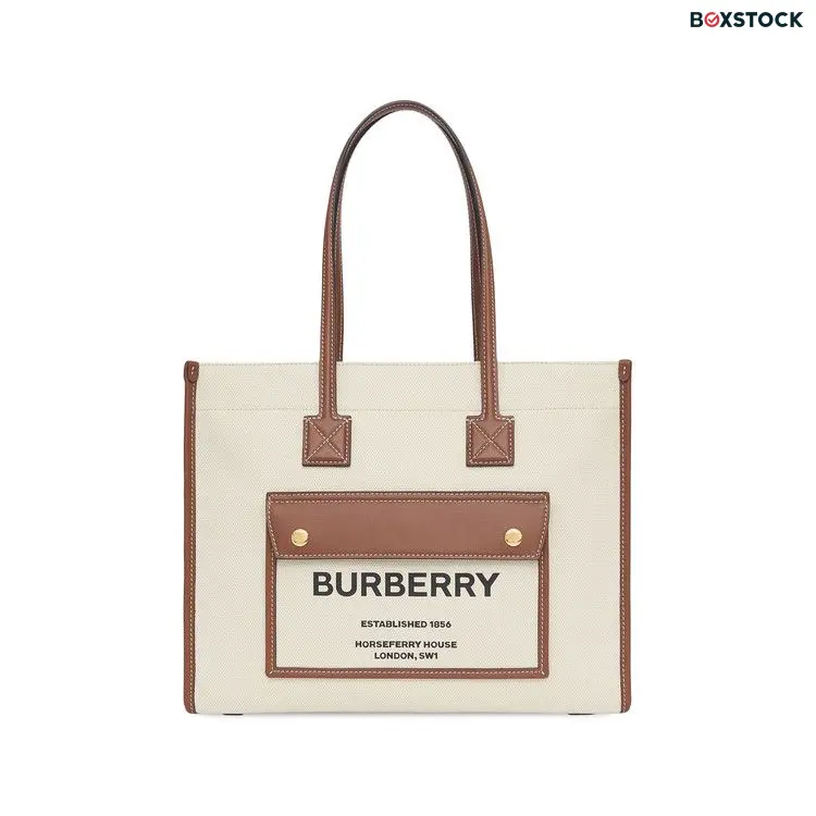 Burberry Two Tone Canvas And Leather Small Freya Tote 'Natural/Tan' Spring/Summer 2023