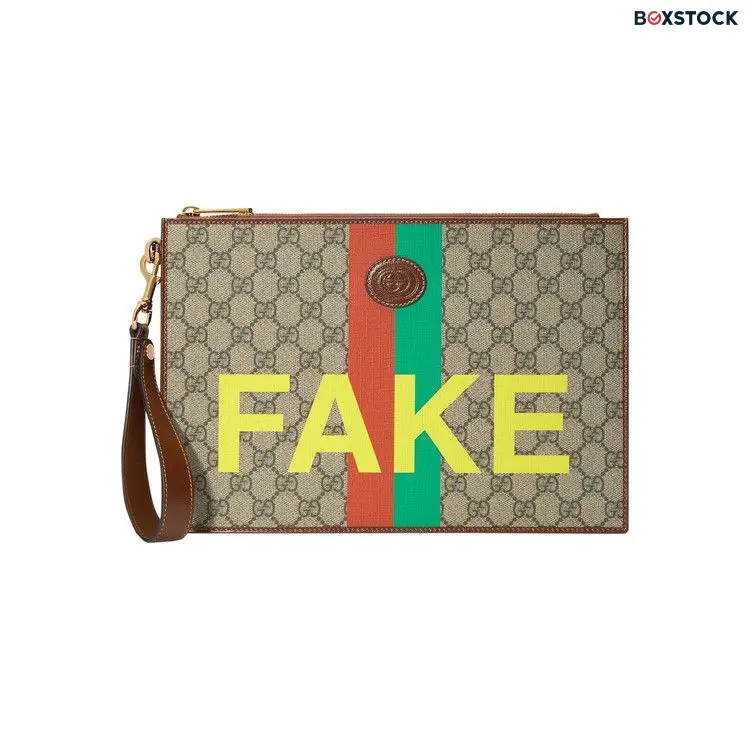 Gucci Interlocking GG Patch "Fake/Not Fake" Pouch 'GG Supreme' Tan Fall/Winter 2020