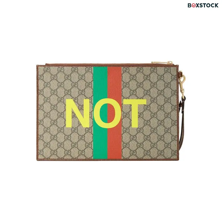 Gucci Interlocking GG Patch "Fake/Not Fake" Pouch 'GG Supreme' Tan Fall/Winter 2020