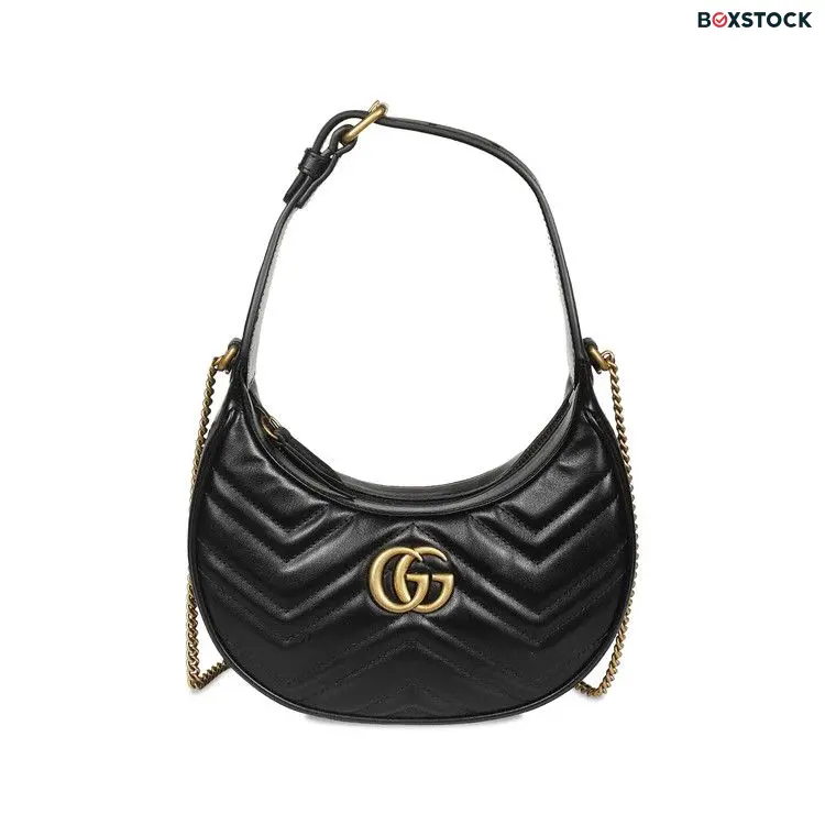 Gucci GG Marmont Half-Moon-Shaped Mini Bag 'Nero' Black Fall/Winter 2022