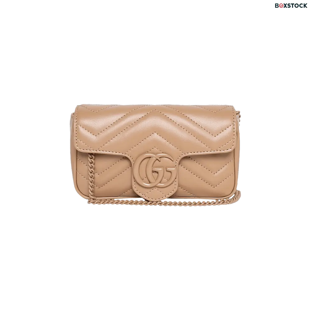 Gucci GG Marmont Matelasse Super Mini Bag 'Camelia' Tan Fall/Winter 2023