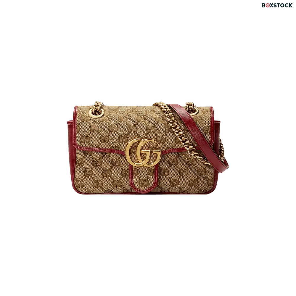Gucci GG Marmont Mini Bag 'Beige/Ebony/New Cherry Red' Tan Fall/Winter 2020