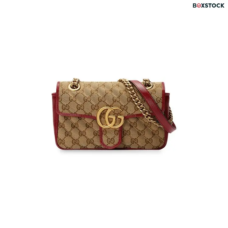 Gucci GG Marmont Mini Bag 'Beige/Ebony/New Cherry Red' Tan Fall/Winter 2020