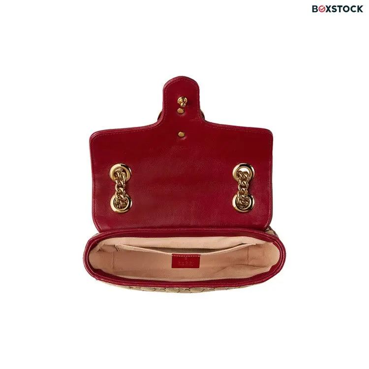 Gucci GG Marmont Mini Bag 'Beige/Ebony/New Cherry Red' Tan Fall/Winter 2020