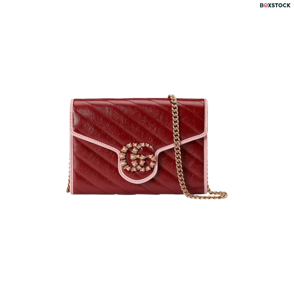 Gucci GG Marmont Mini Chain Bag 'Dark Red/Pastel Pink' Fall/Winter 2021