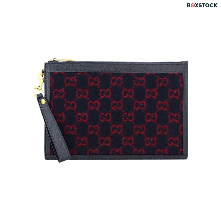 Gucci GG Supreme Wool Pouch 'Dark Blue/Red' Multi-Color Spring/Summer 2020