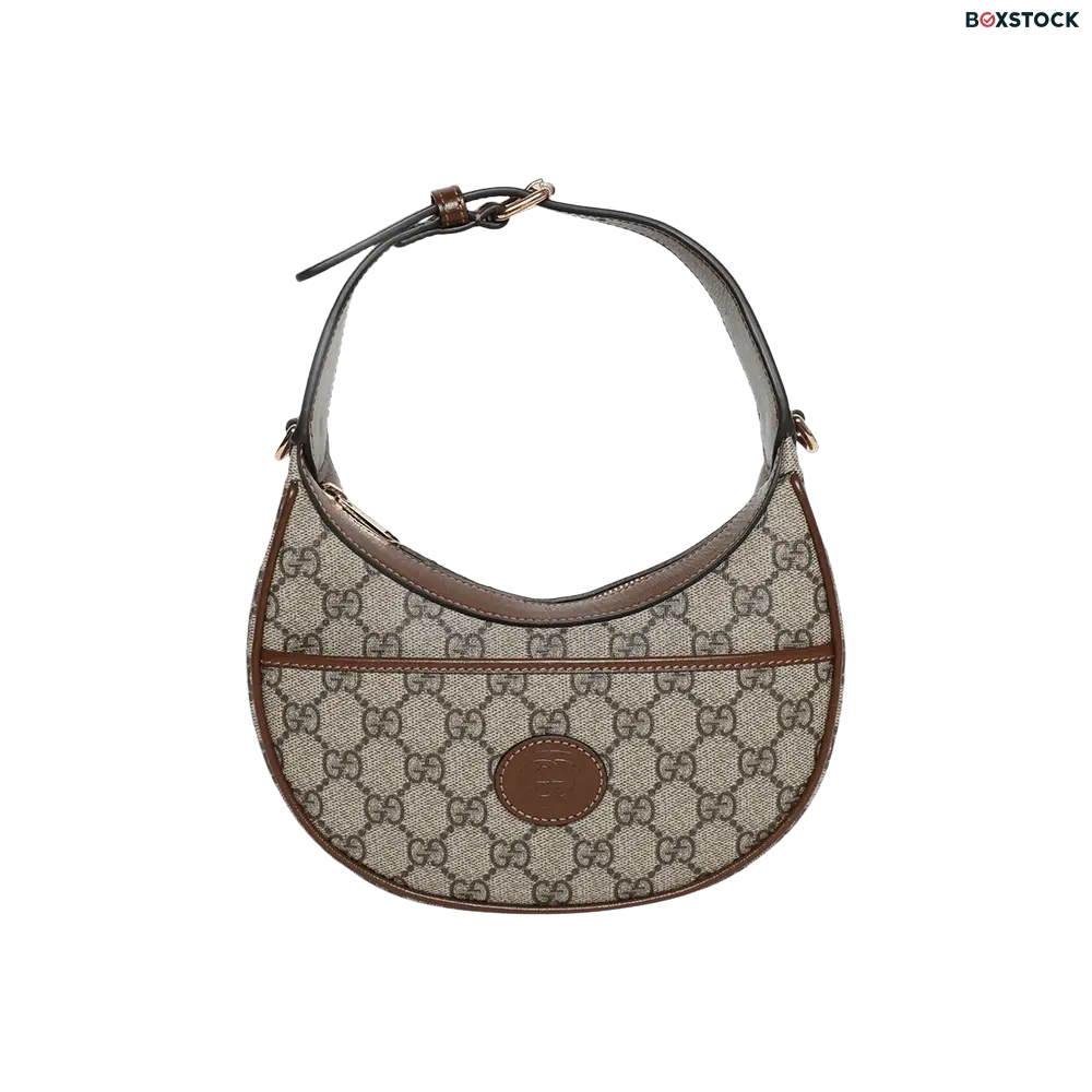 Gucci Half Moon Shaped Mini Bag With Interlocking G 'Beige/Ebony Supreme' Brown Spring/Summer 2023