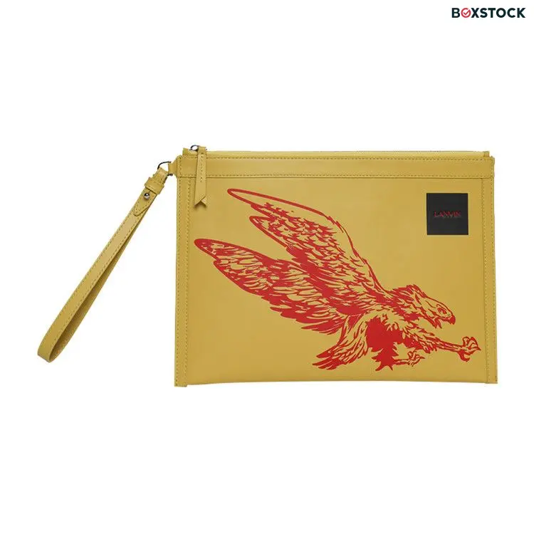 Lanvin Zipped Flat Pouch With Eagle Print 'Corn/Bright Orange' Yellow Spring/Summer 2024