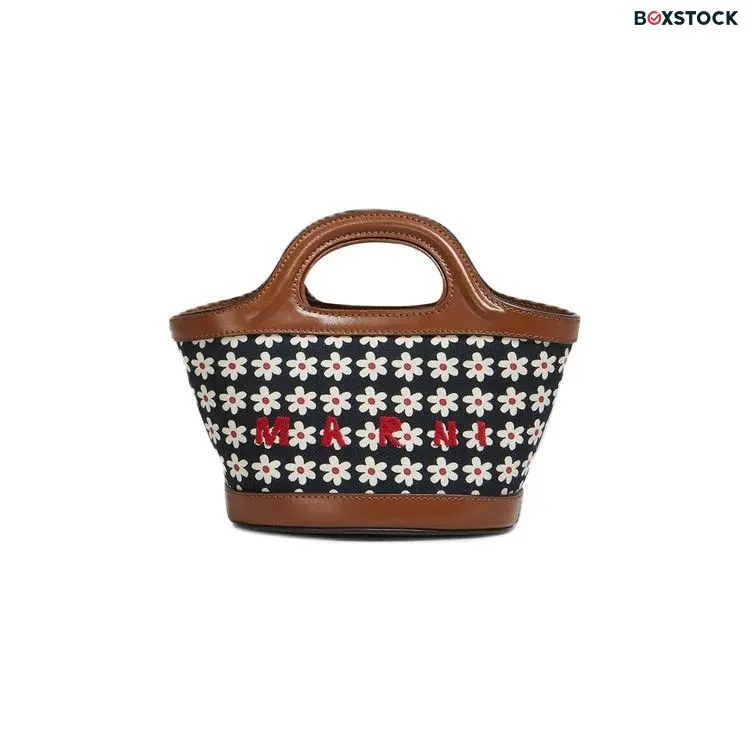 Marni Black Canvas Tropicalia Micro Bag With Daisy Print 'Red/White/Black' Multi-Color Fall/Winter 2024