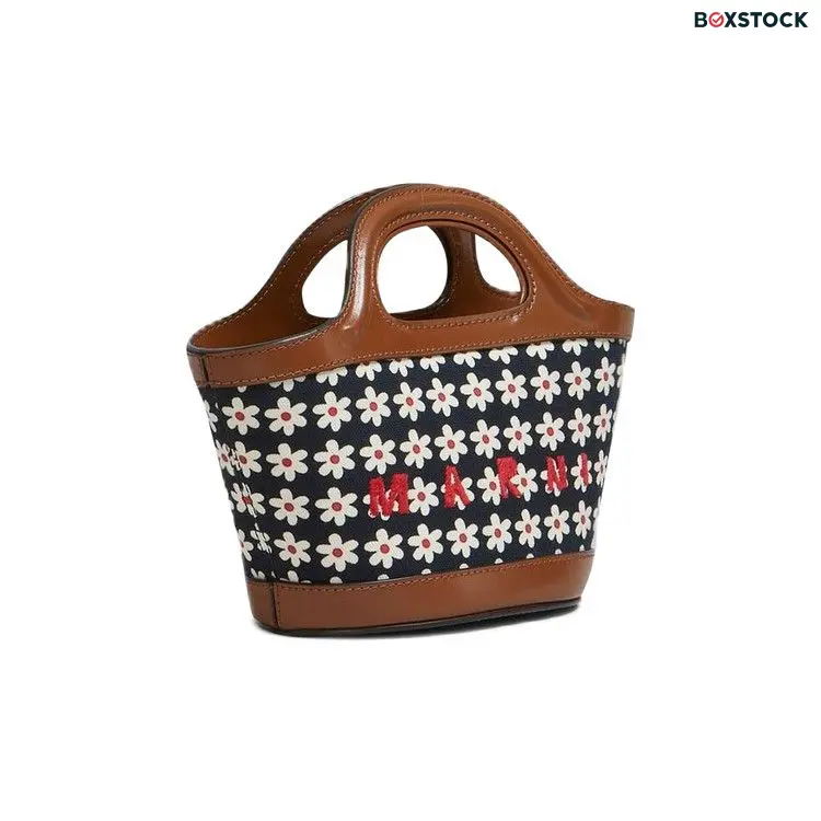 Marni Black Canvas Tropicalia Micro Bag With Daisy Print 'Red/White/Black' Multi-Color Fall/Winter 2024
