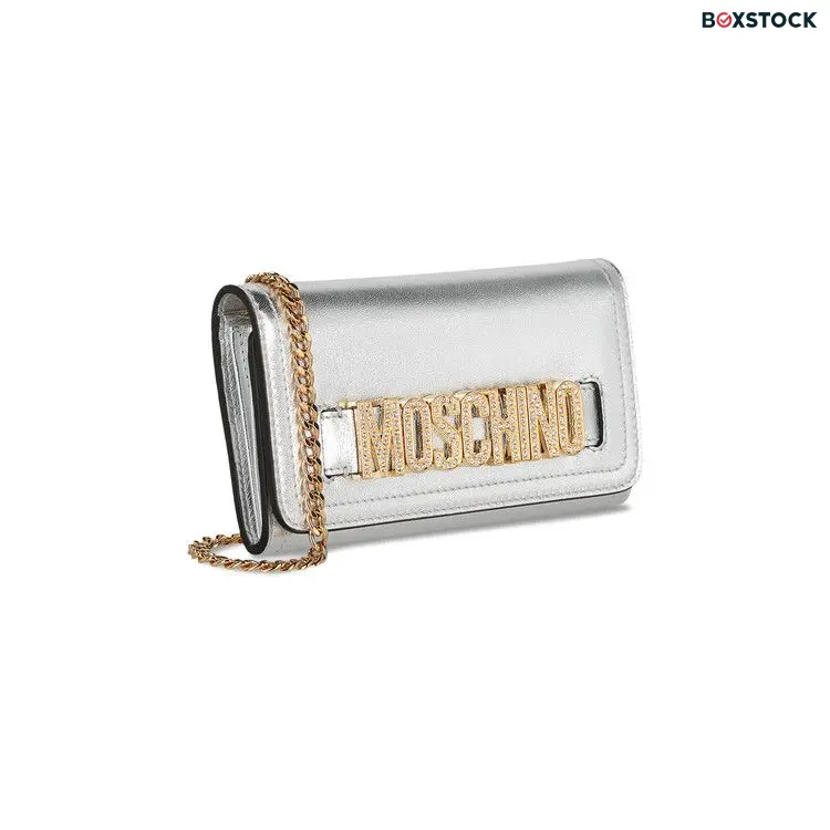 Moschino Crystal Embellished Belt Logo Lettering Crossbody Bag 'Fantasy Print/Nickel' Silver