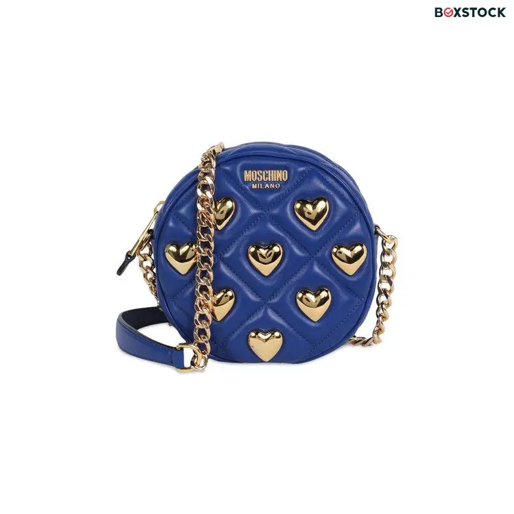 Moschino Heart Studs Quilted Crossbody Bag 'Blue'