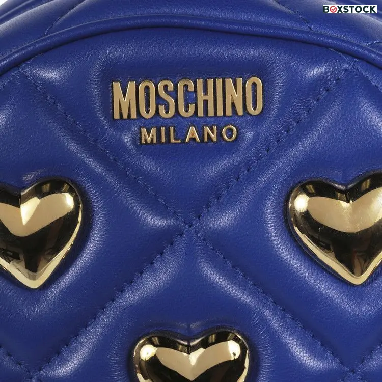 Moschino Heart Studs Quilted Crossbody Bag 'Blue'