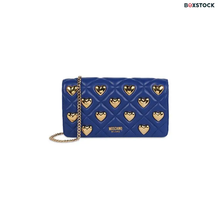 Moschino Heart Studs Quilted Shoulder Bag 'Blue'