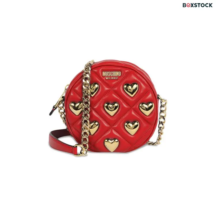 Moschino Heart Studs Quilted Crossbody Bag 'Red'