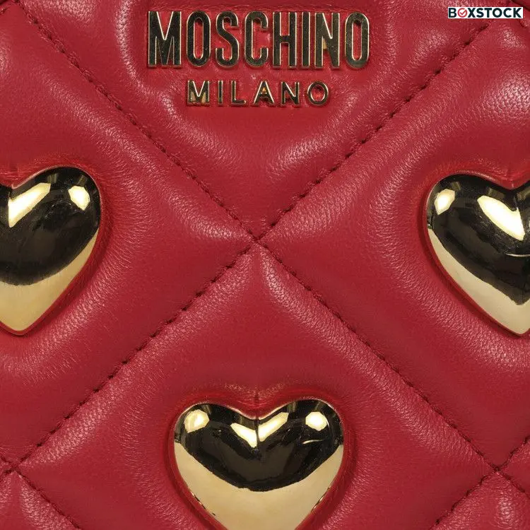 Moschino Heart Studs Quilted Crossbody Bag 'Red'