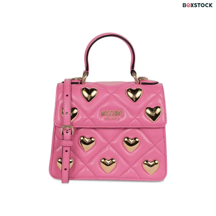 Moschino Heart Studs Quilted Shoulder Bag 'Fuchsia' Pink