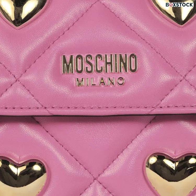 Moschino Heart Studs Quilted Shoulder Bag 'Fuchsia' Pink