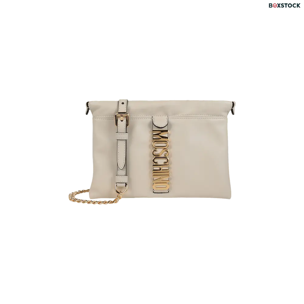 Moschino Logo Belt Drawstring Crossbody Bag 'Ivory' White