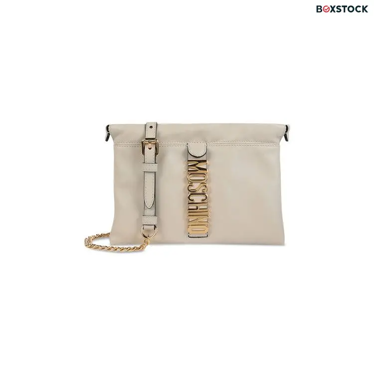 Moschino Logo Belt Drawstring Crossbody Bag 'Ivory' White