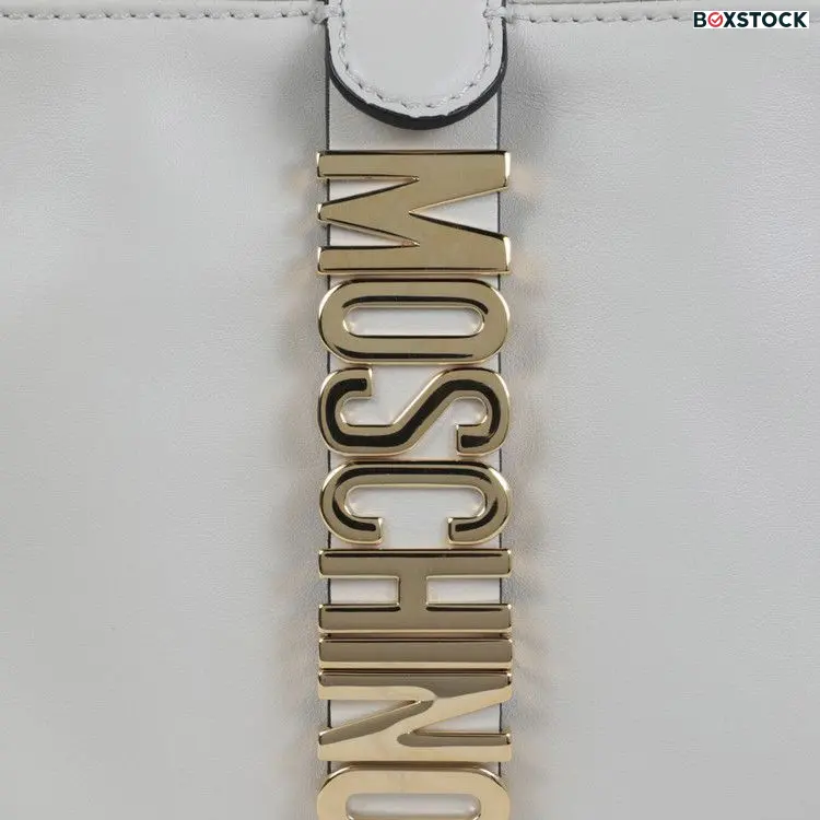 Moschino Logo Belt Drawstring Crossbody Bag 'Ivory' White