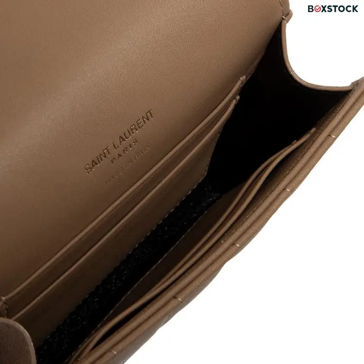 Saint Laurent Cassandre Quilted Leather Wallet 'Dark Caramel' Tan