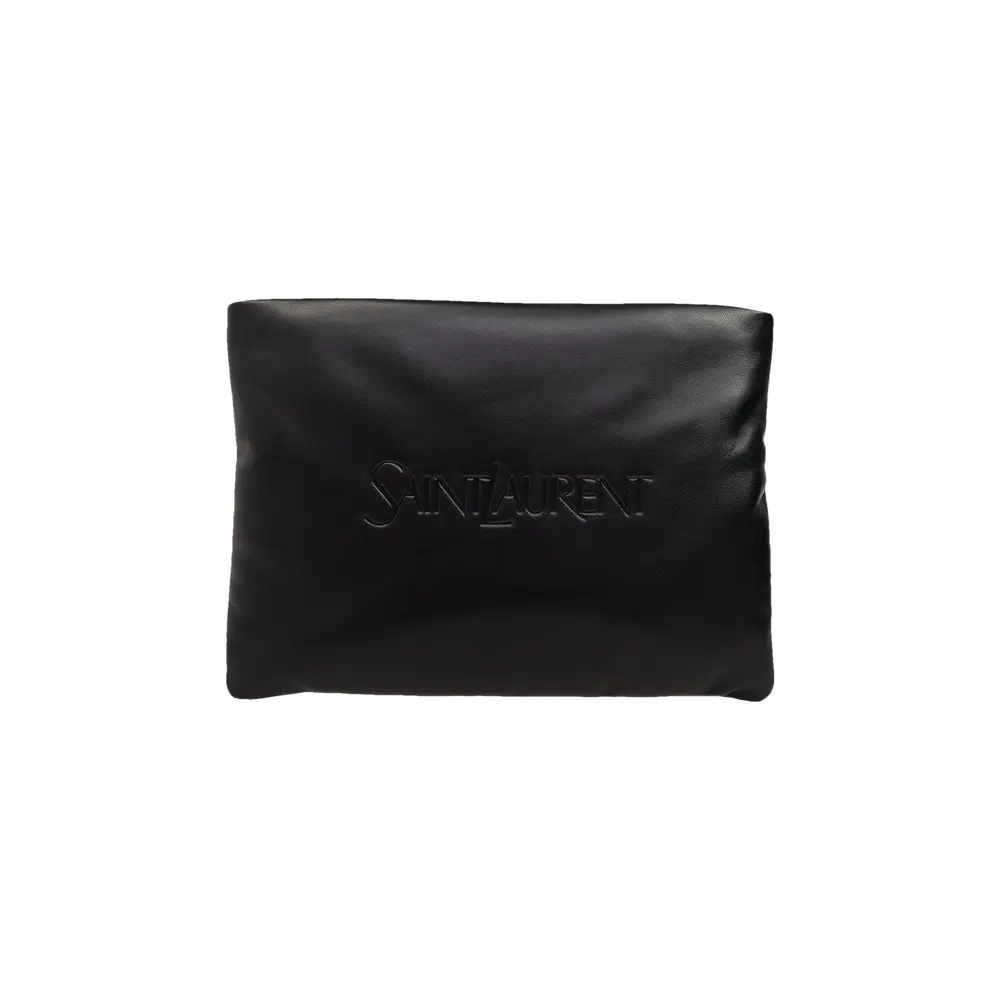 Saint Laurent Large Puffy Pouch In Lambskin 'Nero' Black Spring/Summer 2024