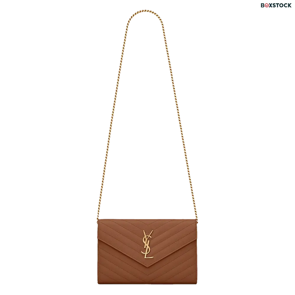 Saint Laurent Monogram Chain Wallet 'Naturel Dark' Brown Fall/Winter 2021