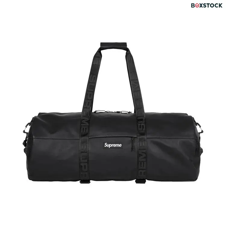 Supreme Leather Large Duffle Bag 'Black' Fall/Winter 2024