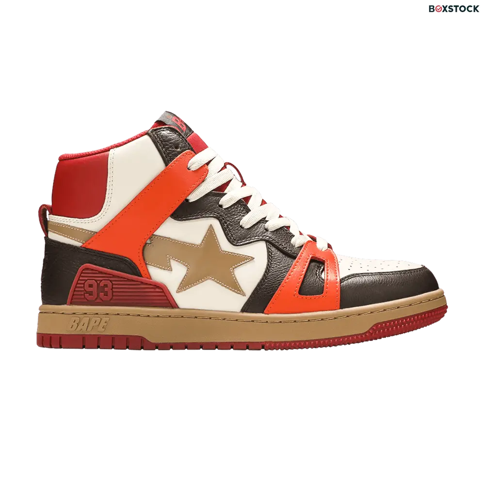 A Bathing Ape Bape Sta 93 Hi Red Orange Light Sand