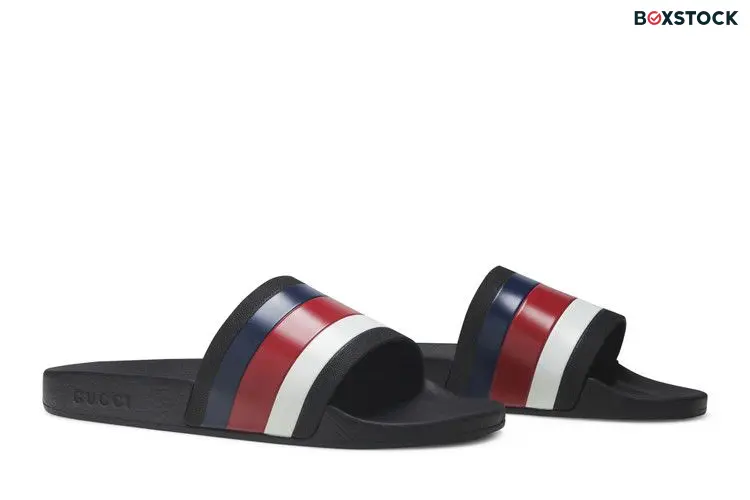 Gucci Pursuit '72 Slide 'Blue White Stripe' Black