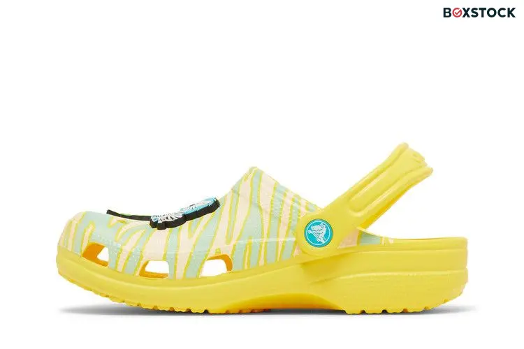 Crocs Ron English x Classic Clog Kids 'Party Animals - Zebra Lemon' Yellow
